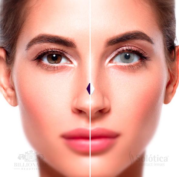 Best bright grey contact lenses designed for a high-opacity effect on dark brown eyes.