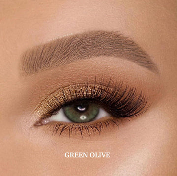 Green olive green coloured contact lenses otaku lens lashes brows 