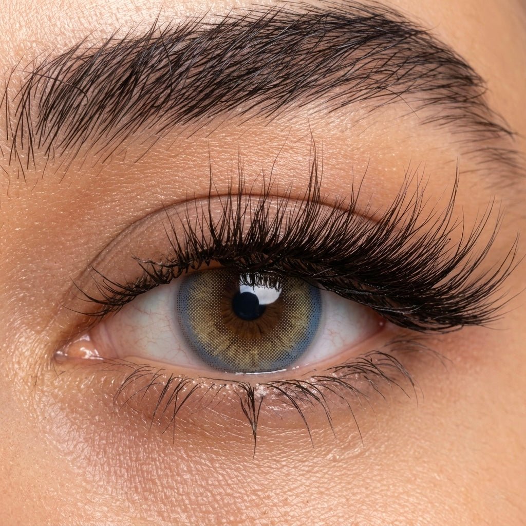 Otaku Sunrise Love – Warm Hazel Contact Lenses with a Blue Limbal