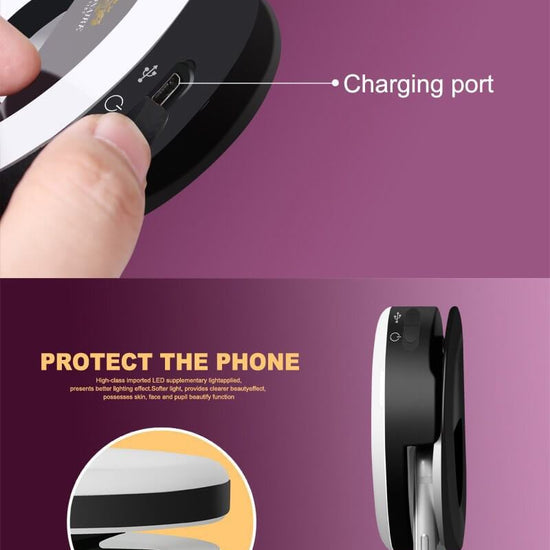 Clip-on USB selfie light for smartphones, tablets, and laptops, ideal for professional-quality lighting on the go.