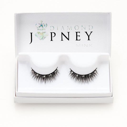 Diamond Mink Lashes with Swarovski crystals for a luxurious, eye-catching look