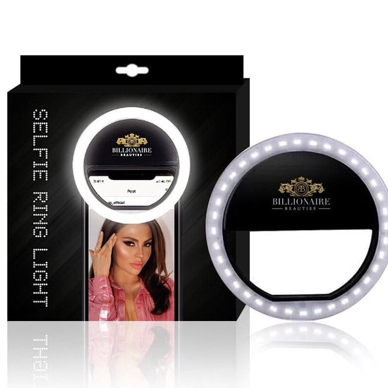 Rechargeable selfie ring light with clip-on design, USB-powered LED lighting for perfect selfies and videos