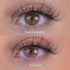 Soft rainbow violet colored contact lenses designed for dark eyes, providing a pastel and dreamy enhancement