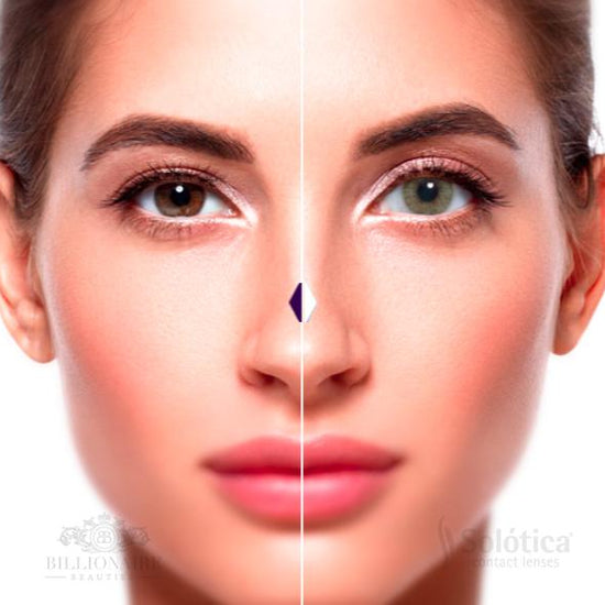 Solotica Hidrocor Mel lenses in natural daylight vs. indoor lighting to show color variation. Solotica Melbourne