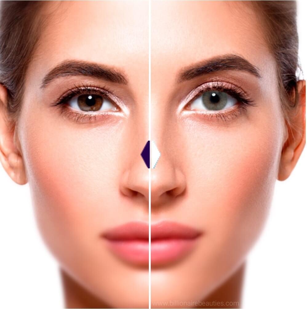 Solotica Hidrocor Rio Copacabana green colored contact lenses without a limbal ring for a soft, blended, natural eye color change."
